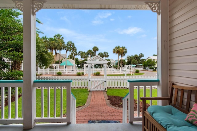 4460 Ocean View Dr, Destin, FL 32541 - view of patio / terrace with a gate and a gazebo