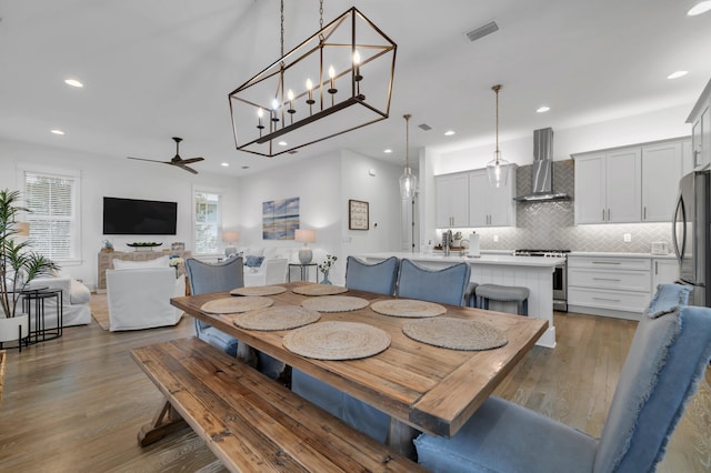 22 Cypress Rdg, Santa Rosa Beach, FL 32459 - dining area featuring ceiling fan, recessed lighting, and light wood-type flooring