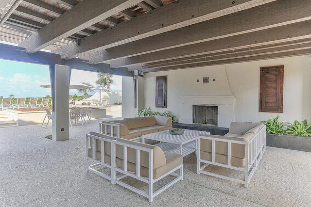 22 Cypress Rdg, Santa Rosa Beach, FL 32459 - view of patio featuring an outdoor living space with a fireplace and outdoor dining area