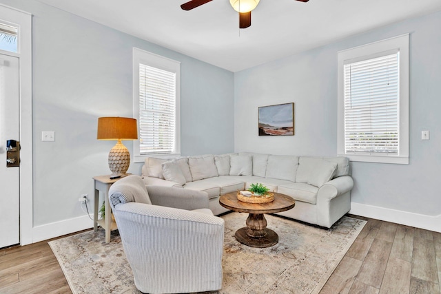 198 Somerset Bridge Rd Unit 143, Santa Rosa Beach, FL 32459 - living area with a ceiling fan and wood finished floors
