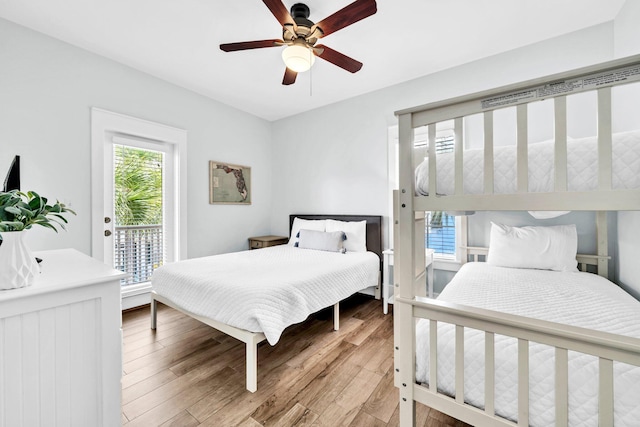 198 Somerset Bridge Rd Unit 143, Santa Rosa Beach, FL 32459 - bedroom with access to outside, light wood-style floors, and ceiling fan