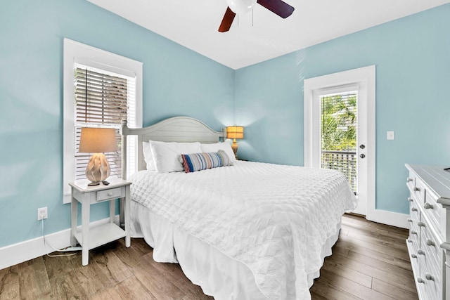 198 Somerset Bridge Rd Unit 143, Santa Rosa Beach, FL 32459 - bedroom with wood finished floors, access to exterior, and a ceiling fan