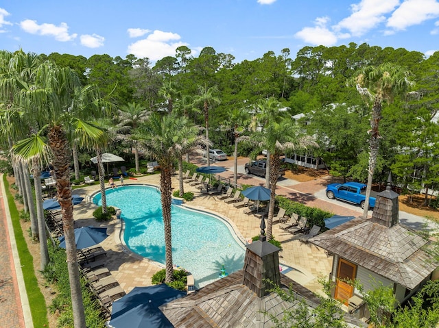 499 Patina Blvd, Inlet Beach, FL 32461 - community pool with a patio and view of wooded area