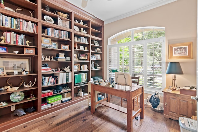 6341 Augusta Cv, Destin, FL 32541 - office with crown molding and wood-type flooring