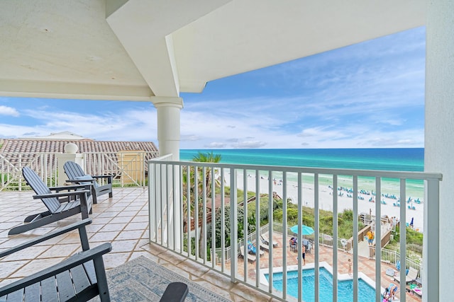 164 Blue Lupine Way Unit 411, Santa Rosa Beach, FL 32459 - balcony with view of water and beach and view of pool