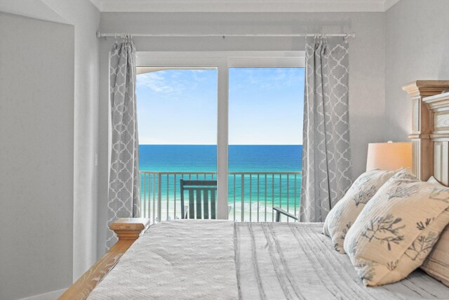 164 Blue Lupine Way Unit 411, Santa Rosa Beach, FL 32459 - bedroom featuring access to outside, multiple windows, and a water view