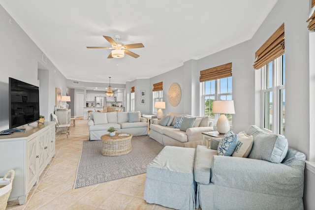 164 Blue Lupine Way Unit 411, Santa Rosa Beach, FL 32459 - living area featuring a ceiling fan and light tile patterned flooring