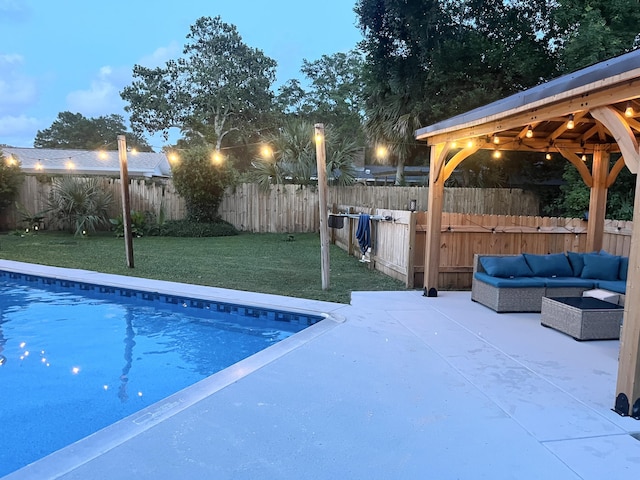 612 NE Powell Dr, Fort Walton Beach, FL 32547 - view of pool featuring a gazebo, a patio area, a fenced backyard, and outdoor lounge area