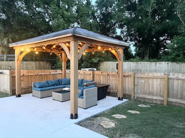 612 NE Powell Dr, Fort Walton Beach, FL 32547 - fenced backyard featuring a gazebo, an outdoor living space, and a patio area