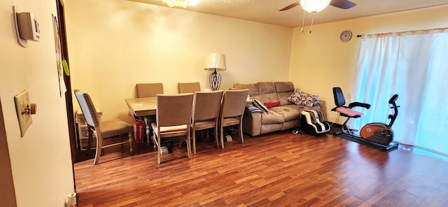 904 Tokalon Ct, Fort Walton Beach, FL 32547 - dining space featuring wood finished floors, a ceiling fan, and a textured ceiling