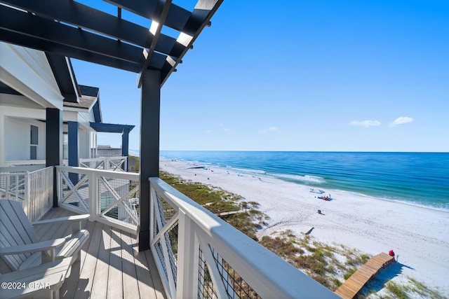 19989 Front Beach Rd, Panama City Beach, FL 32413 - balcony featuring view of water and beach and a pergola
