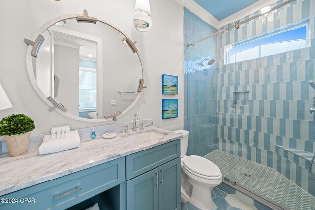19989 Front Beach Rd, Panama City Beach, FL 32413 - full bathroom featuring vanity, a shower stall, and tile patterned floors