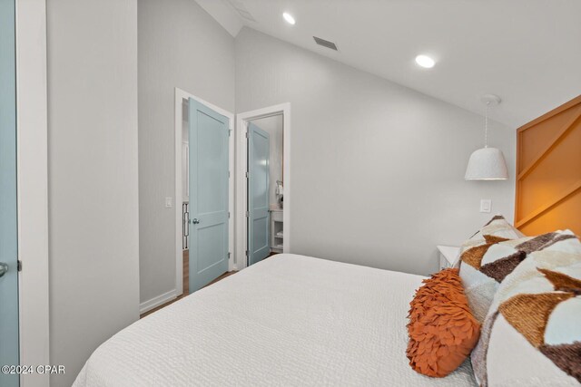 19989 Front Beach Rd, Panama City Beach, FL 32413 - bedroom featuring lofted ceiling and recessed lighting