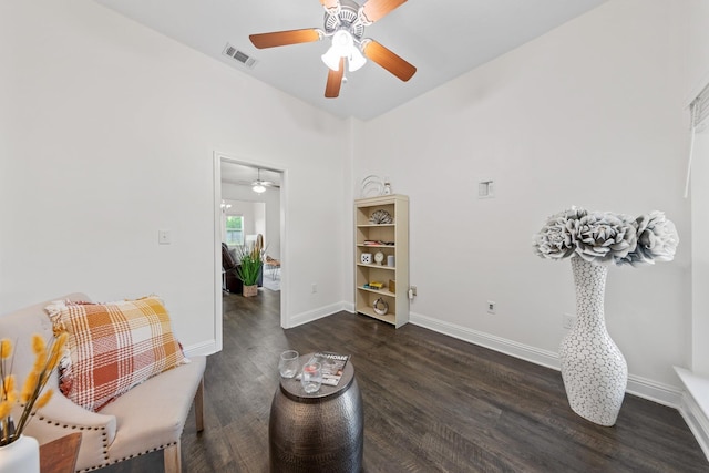 8152 Nevada St, Navarre, FL 32566 - sitting room with a ceiling fan and dark wood-style floors