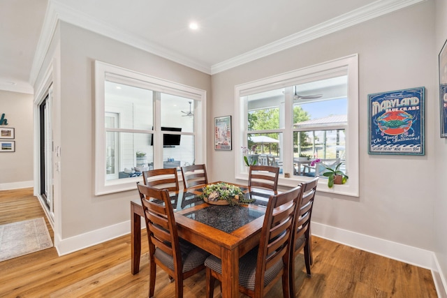 508 W Point Washington Rd, Santa Rosa Beach, FL 32459 - dining room featuring ornamental molding, light wood-style flooring, and recessed lighting