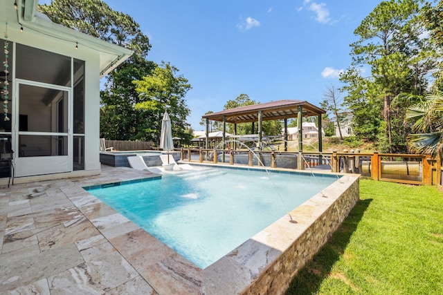 508 W Point Washington Rd, Santa Rosa Beach, FL 32459 - view of swimming pool with an in-ground hot tub, a patio area, and a fenced backyard