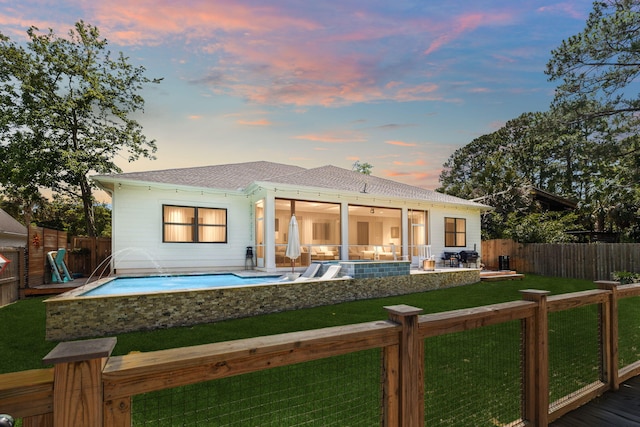 508 W Point Washington Rd, Santa Rosa Beach, FL 32459 - rear view of house with a fenced backyard, a shingled roof, a patio, and a deck