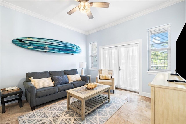 231 Somerset Bridge Rd Unit 1209, Santa Rosa Beach, FL 32459 - living area featuring ceiling fan and crown molding