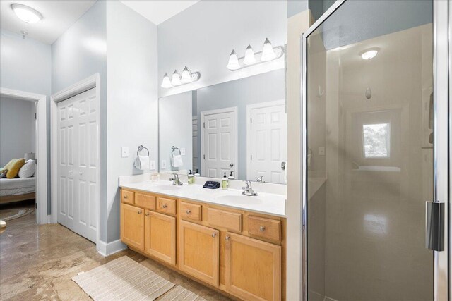 231 Somerset Bridge Rd Unit 1209, Santa Rosa Beach, FL 32459 - bathroom featuring double vanity, a stall shower, and connected bathroom