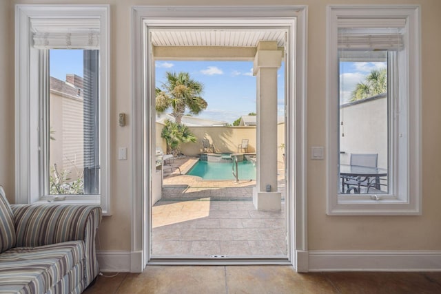 19108 Front Beach Rd Unit A & B, Panama City Beach, FL 32413 - entryway featuring baseboards