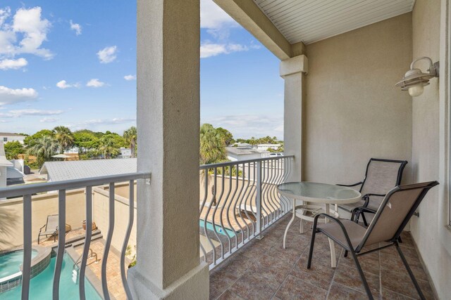 19108 Front Beach Rd Unit A & B, Panama City Beach, FL 32413 - balcony featuring view of pool and a pool with connected hot tub