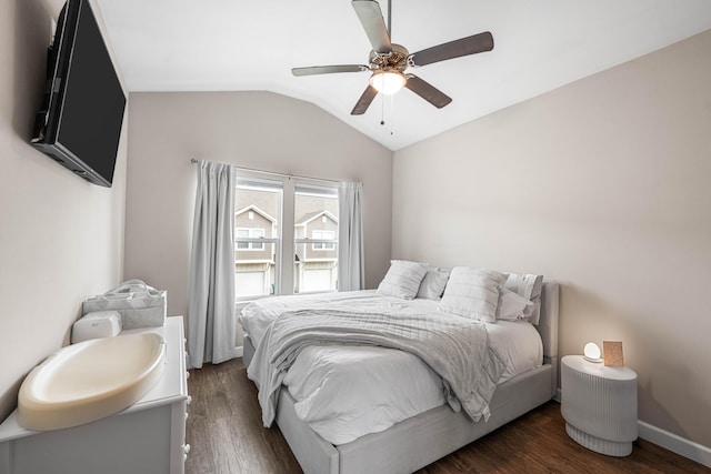1819 Stable Ln, Fort Walton Beach, FL 32547 - bedroom featuring lofted ceiling, wood finished floors, and ceiling fan