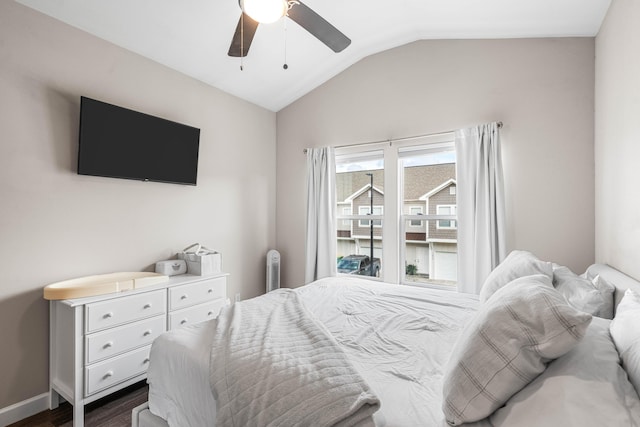 1819 Stable Ln, Fort Walton Beach, FL 32547 - bedroom featuring lofted ceiling, dark wood finished floors, and a ceiling fan