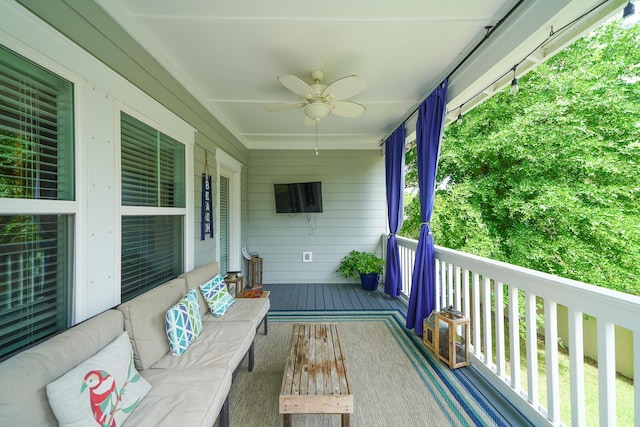 386 Grande Pointe Cir, Inlet Beach, FL 32461 - deck featuring a ceiling fan