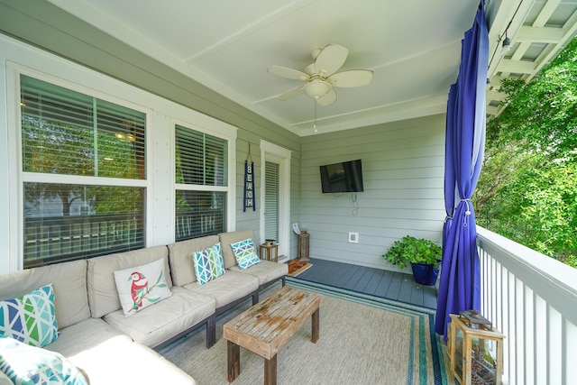 386 Grande Pointe Cir, Inlet Beach, FL 32461 - wooden deck featuring an outdoor hangout area and a ceiling fan