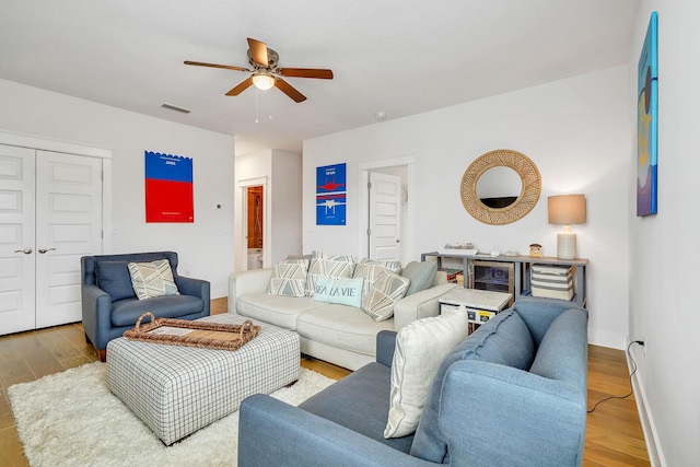 386 Grande Pointe Cir, Inlet Beach, FL 32461 - living area with wood finished floors and a ceiling fan