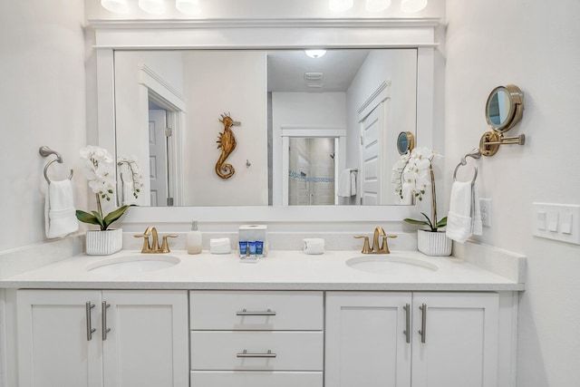386 Grande Pointe Cir, Inlet Beach, FL 32461 - full bathroom with double vanity and a tile shower