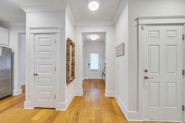 386 Grande Pointe Cir, Inlet Beach, FL 32461 - hallway featuring ornamental molding and light wood finished floors