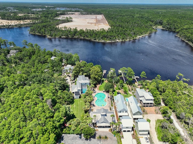 386 Grande Pointe Cir, Inlet Beach, FL 32461 - aerial view of a nearby body of water and a heavily wooded area