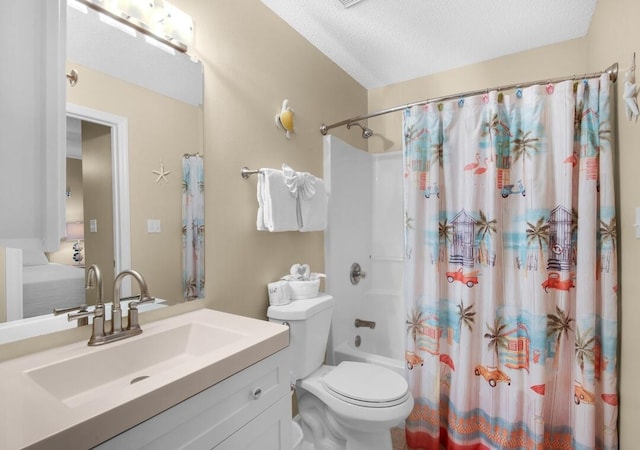2396 Scenic Gulf Dr Unit 210, Miramar Beach, FL 32550 - full bath with vanity, shower / bath combo with shower curtain, and a textured ceiling