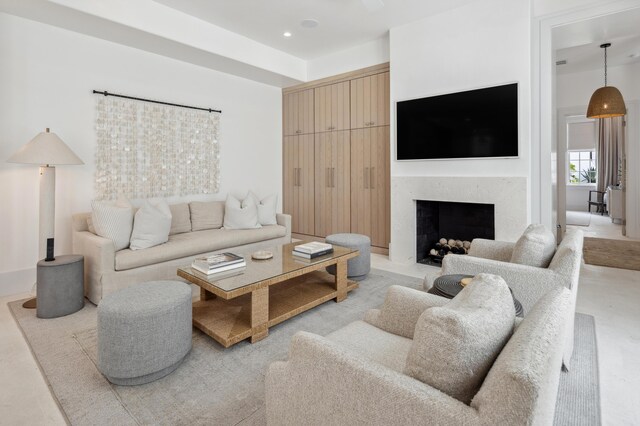 40 Silver Sea Ct Unit Aa4, Inlet Beach, FL 32461 - living room with a fireplace and recessed lighting