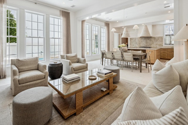 40 Silver Sea Ct Unit Aa4, Inlet Beach, FL 32461 - living room with healthy amount of natural light, light carpet, and recessed lighting