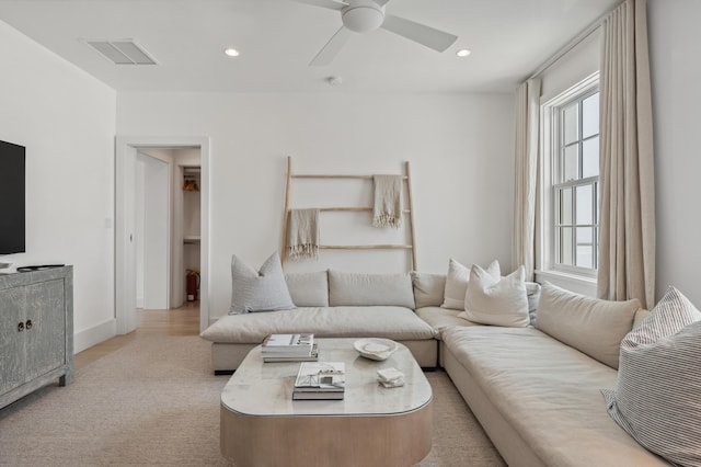 40 Silver Sea Ct Unit Aa4, Inlet Beach, FL 32461 - carpeted living room featuring recessed lighting and a ceiling fan