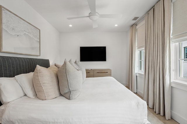 40 Silver Sea Ct Unit Aa4, Inlet Beach, FL 32461 - bedroom featuring recessed lighting, ceiling fan, and light wood finished floors