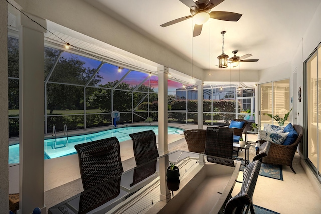 96 Garnet Pl, Destin, FL 32541 - outdoor pool featuring outdoor lounge area, a patio area, a lanai, and a ceiling fan