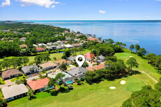96 Garnet Pl, Destin, FL 32541 - aerial perspective of suburban area with a nearby body of water and a golf course