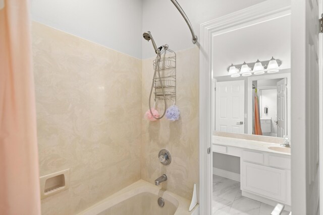 96 Garnet Pl, Destin, FL 32541 - full bathroom with bathtub / shower combination, marble look tiles, and vanity