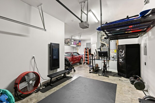 96 Garnet Pl, Destin, FL 32541 - workout area featuring a garage and water heater