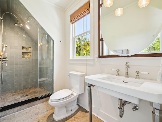 16 Beachberry Ln, Santa Rosa Beach, FL 32459 - full bath with a stall shower, ornamental molding, and stone finish floors