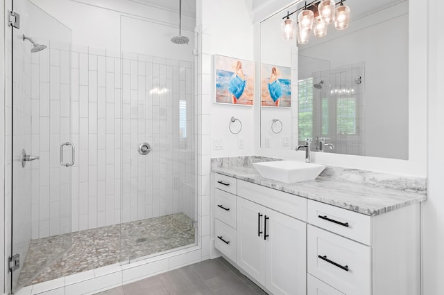 257 Matts Way, Santa Rosa Beach, FL 32459 - full bathroom with a shower stall, vanity, and tile patterned floors
