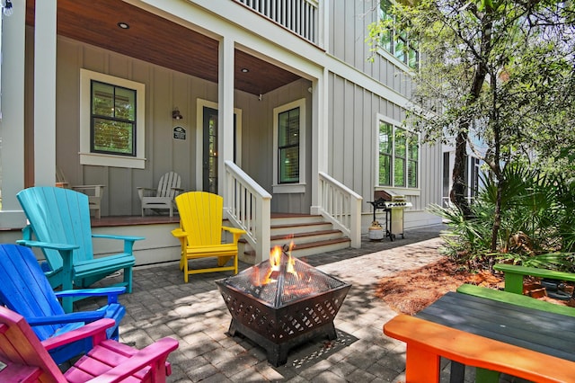 257 Matts Way, Santa Rosa Beach, FL 32459 - view of patio / terrace featuring an outdoor fire pit