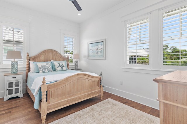 257 Matts Way, Santa Rosa Beach, FL 32459 - bedroom with multiple windows, wood finished floors, ceiling fan, and recessed lighting