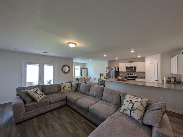 656 Hunters Ridge Rd, Defuniak Springs, FL 32433 - living room with recessed lighting, french doors, and dark wood finished floors