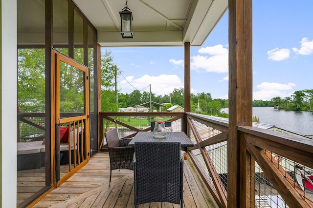 71 Childers Ln, Freeport, FL 32439 - wooden terrace featuring a water view