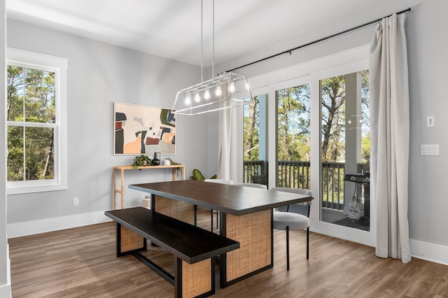 34 W Majestic Palm Dr, Inlet Beach, FL 32461 - dining room featuring wood finished floors and a chandelier