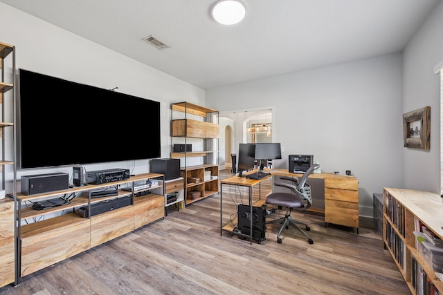 134 Mussett Bayou Ct, Santa Rosa Beach, FL 32459 - home office with light wood finished floors and baseboards
